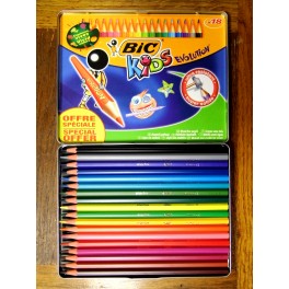 Boite BIC en métal 18 crayons couleurs ultra résistant