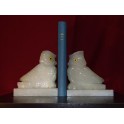 Paire de serre livres hibou sculpture rapace onyx statue chouette vintage