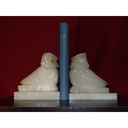 Paire de serre livres hibou sculpture rapace onyx statue chouette vintage