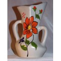 Vase vintage FLORA céramique fleurs orangées