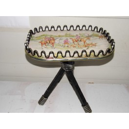 Table tripode vintage meuble gueridon scoubidou selette chasse à courre formica rétro années 60