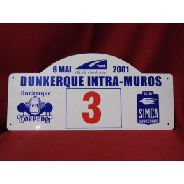 Plaque rallye automobile DUNKERQUE 2001 voiture ancienne SIMCA TORPEDO