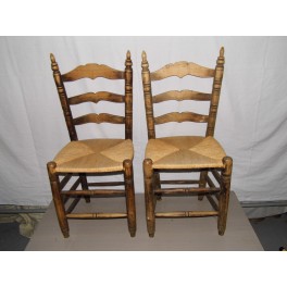 Paire de chaises de ferme paillée vintage meuble antiquité