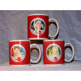 3 mugs COCA COLA pin up Tasses Quick céramique publicitaire vintage retro