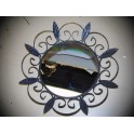 ancien miroir rond fer noir art deco vintage