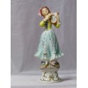 statue biscuit polychrome signee CAPODIMONTE musicienne lyre porcelaine italienne 