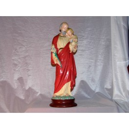 Grande et ancienne Statue polychrome H 41 cm - Sculpture religieuse St joseph enfant jesus TBE