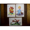 Lot de 3 Cartes postales anciennes publicité chocolat Tobler Walt Disney