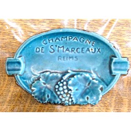 Champagne St MARCEAUX REIMS cendrier publicitaire fonte émaillé bleu