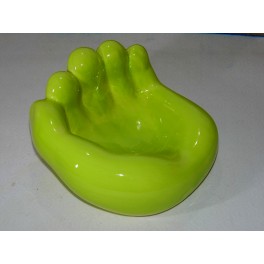 Vide Poche rétro Cendrier Céramique émaillée DLG Georges Jouve Vallauris Forme Main verte Circa 50-60 Pop art