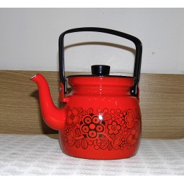 Bouilloire vintage orange fleuri en métal bouilloire finlandaise