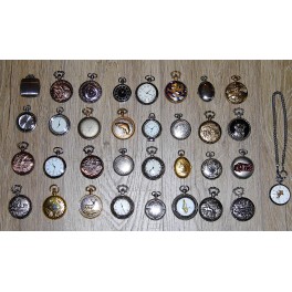 Lot de 33 Montres à gousset Atlas métal reproduction horloge pendule