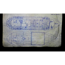 Authentique Chalutier bateau de peche marine mer plan coupe 1963 ADRN