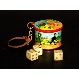 Porte cles TINTIN + 3 dés Milou Haddock Hergé porte clef publicitaire 1965 edition du Lombard