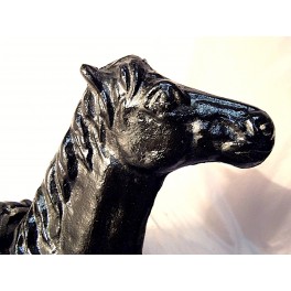 Heurtoir de porte poignée cheval noir métal antiquité vintage