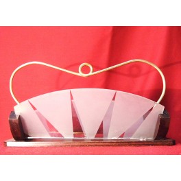Corbeille art deco verre et bois vide poche vintage coupe années 30