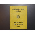 Automobile club 1954 Annuaire de route France 
