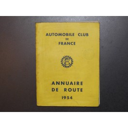 Automobile club 1954 Annuaire de route France 