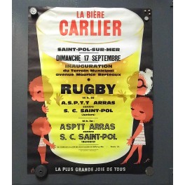 Ancienne et grande Affiche Brasserie CARLIER Rosendael Biere CARLIER Dunkerque 76 x 57 cm