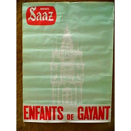 Affiche publicitaire biere SAAZ BEFFROI DOUAI café bistrot brasserie