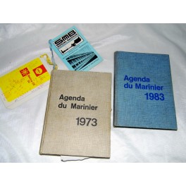 2 agenda 1973 et 1983 marinier peniche shell carnet de bord