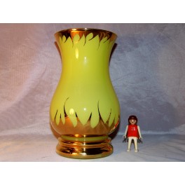 Vase opaline jaune et or  vintage année 50 60